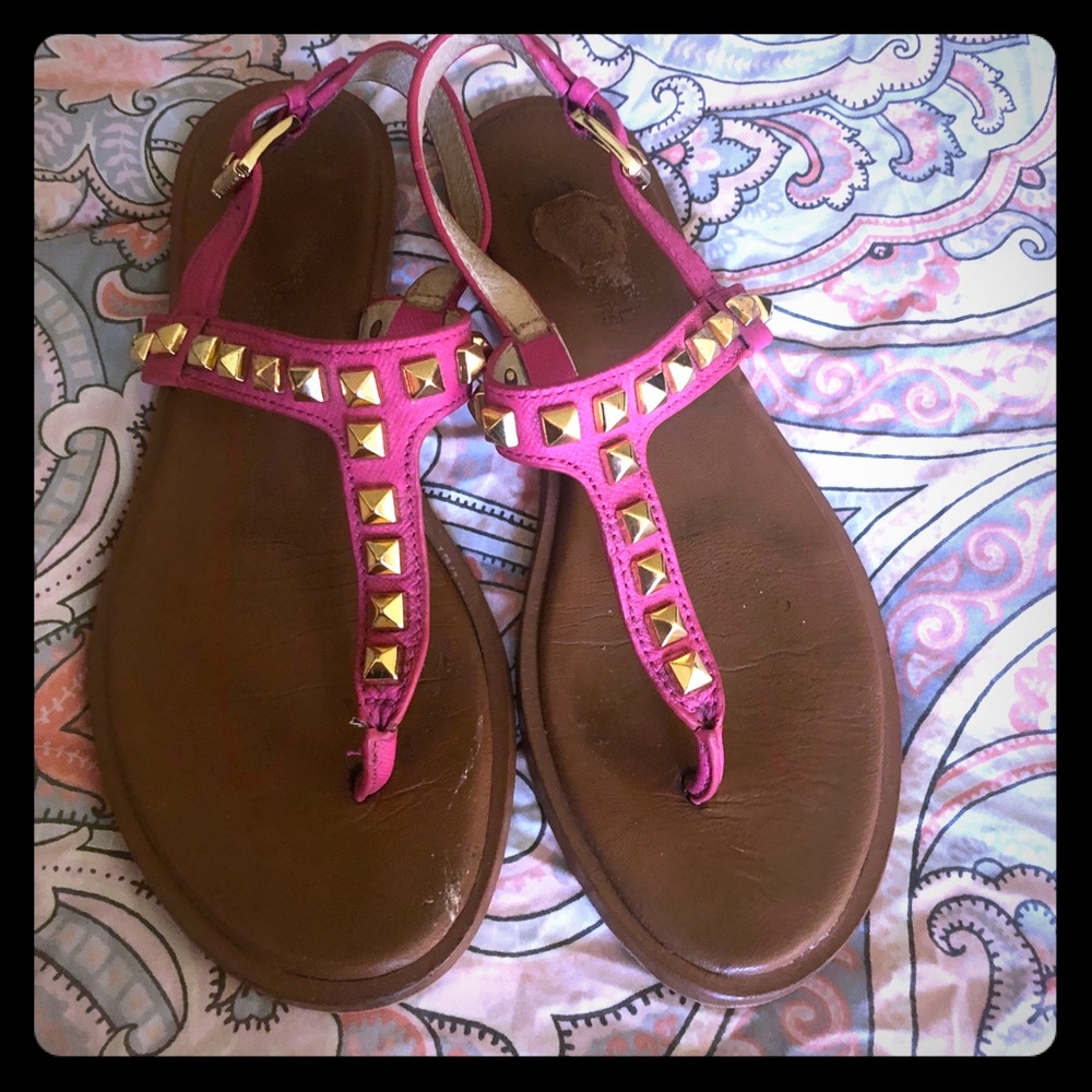 MK pink studded sandals